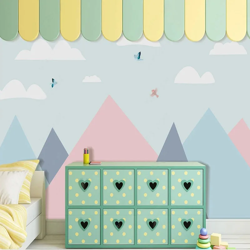 

Custom 3D Modern Modern Minimalist Colorful Hills Sky Children's Room Backdrop Papel De Parede Tapety Home Décor Tapety Fresco