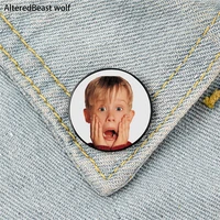 kevin mccallister shocked face pin custom funny brooches shirt lapel bag cute badge cartoon enamel pins for lover girl friends