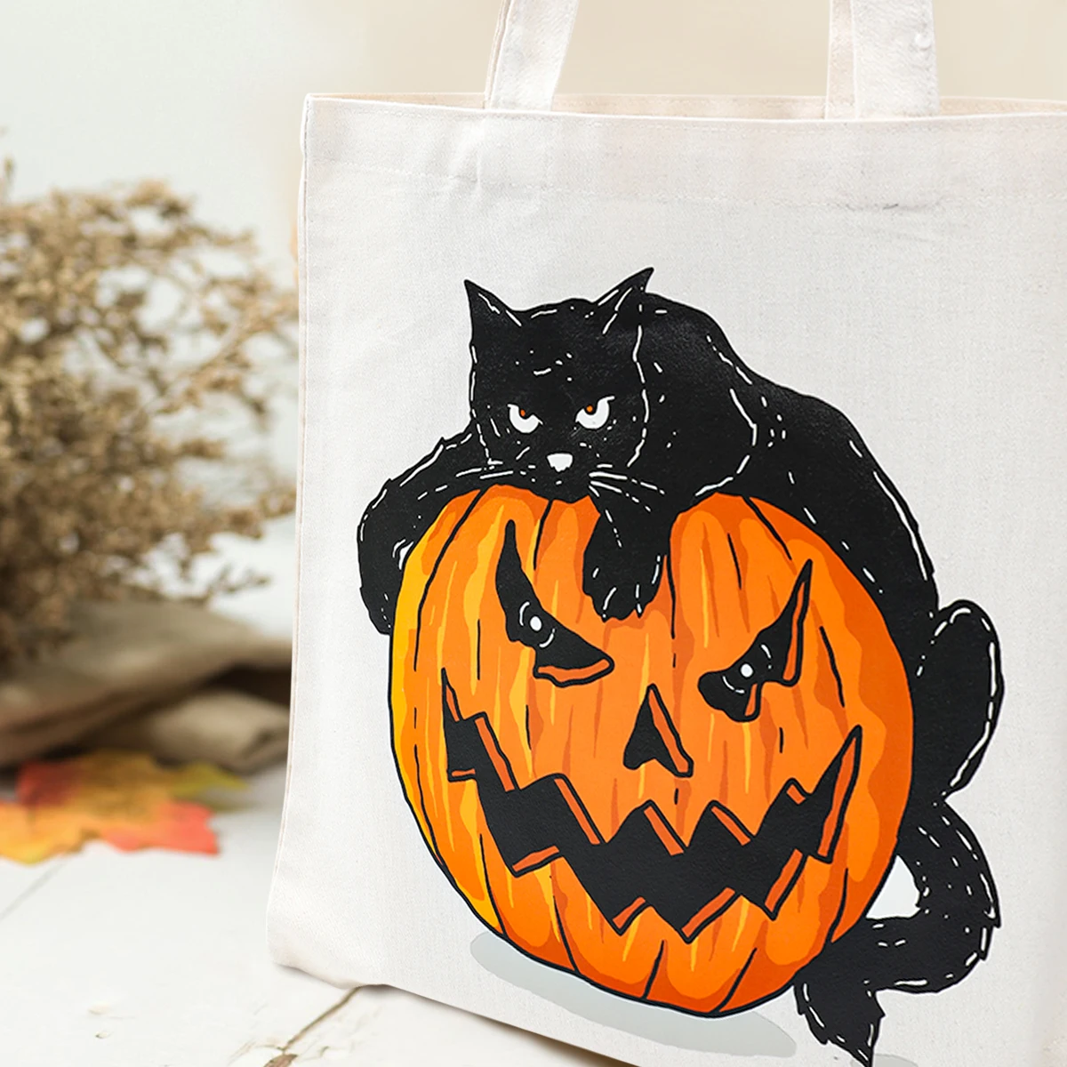 Сумка-тоут на Хэллоуин с тыквой летучая мышь