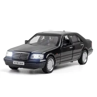 132 mercedes s w140 alloy diecast car model children toy metal body simulation rubber tire with 4 doors opened pull back gifts