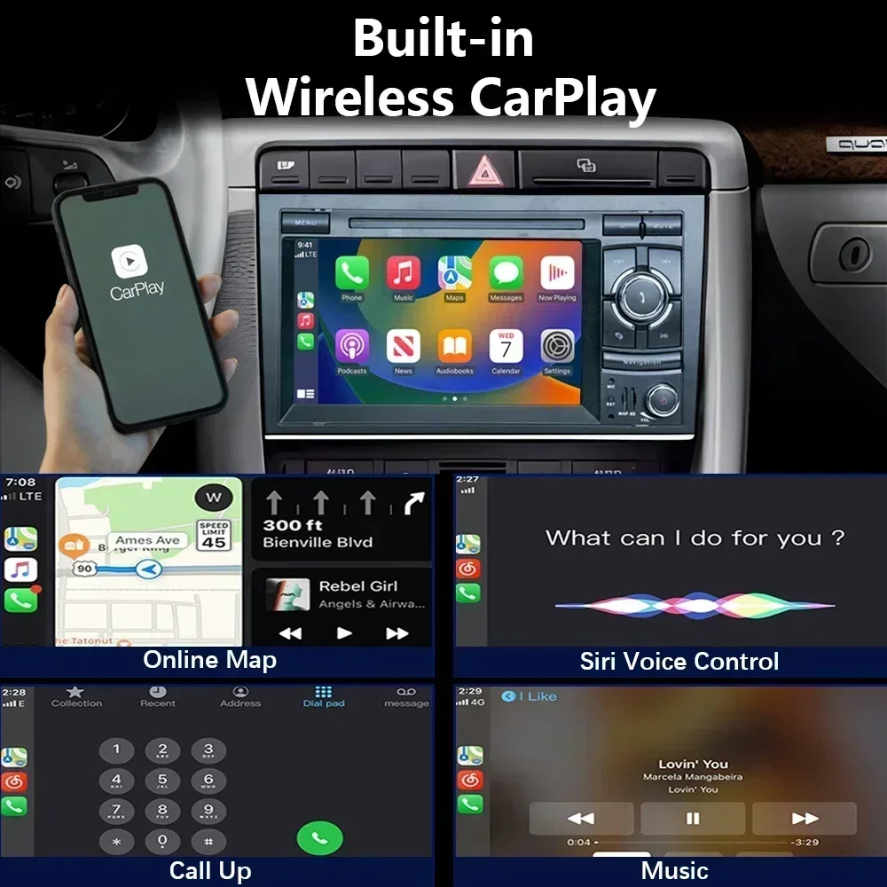 CHSTEK Автомобильный радиоприемник Carplay Android Auto для Audi A4 B6 B7 S4 RS4 2002 2003-2012 Seat Exeo Стерео
