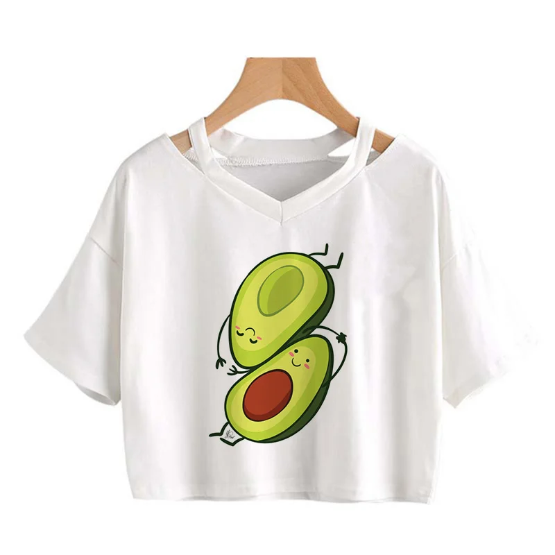 Avocado Prinrt Harajuku Tshirt Kawaii Women Cute Anime Vegan Tshirt Grunge Aesthetic Funny 90s T Shirt Graphic Top Tees Female images - 6