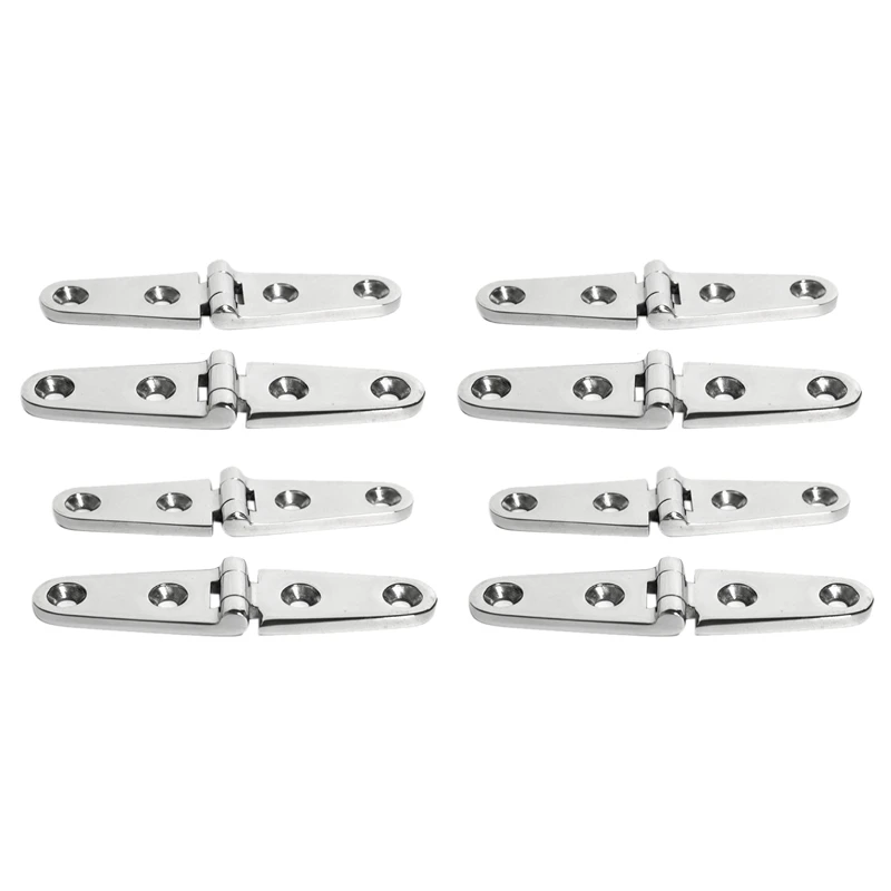 

8Pcs 316 Stainless Steel Marine Boat Strap Hinges With 4 Holes Heavy Duty Mirror Polish Door Strap Hinge Accessories