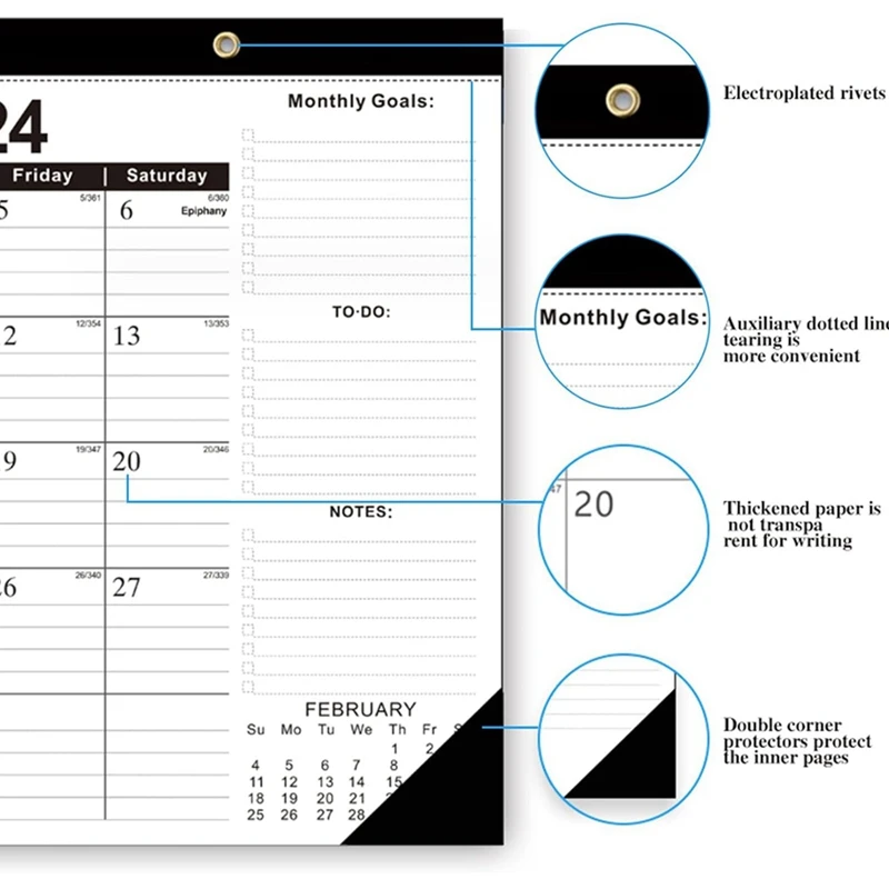 17X12 дюймов с января 2024 года по июнь 2025 ежемесячный планировщик календарь 2024-2025