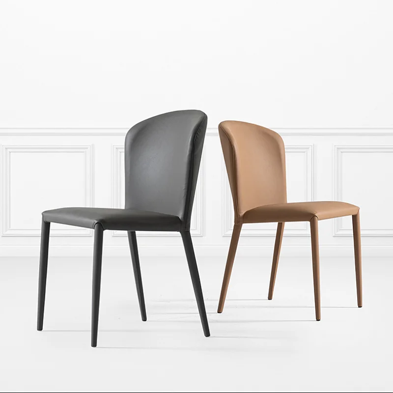 

Дизайнерские эргономичные обеденные стулья для гостиной, Современная поддержка спинки, одиночный кожаный стул для чтения, скандинавский стул, мебель для дома