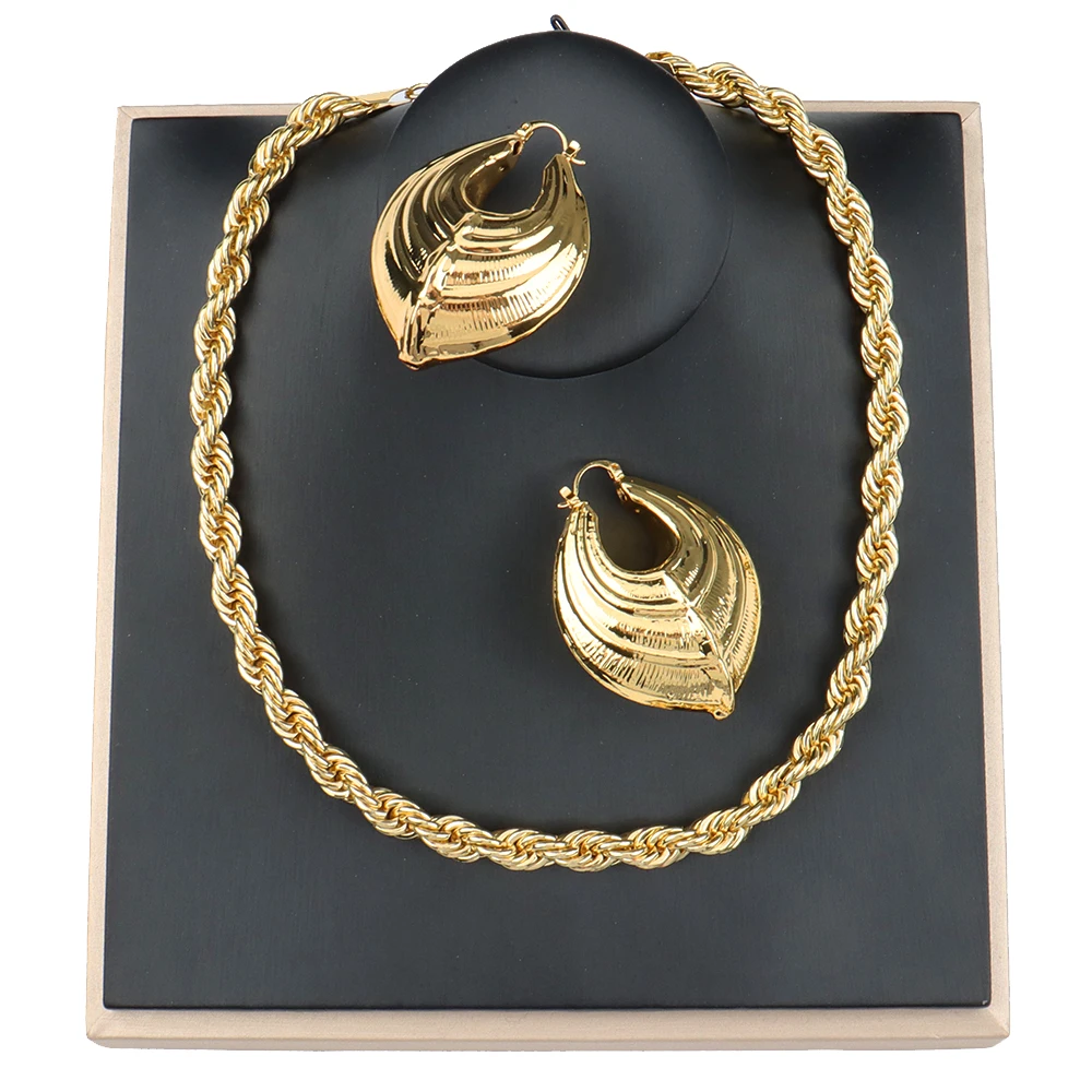 

Party Jewelry Set for Women Fashion Necklace Hoop Earrings Set Link Chain for Party Bridal Wedding Jewelry Set Party Gift