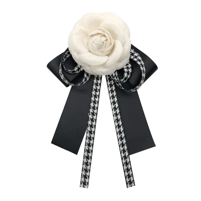 

Korean version of xiaoxiangfeng mountain Camellia Brooch bow tie fabric thousand bird lattice bow tie clothing accessories pin