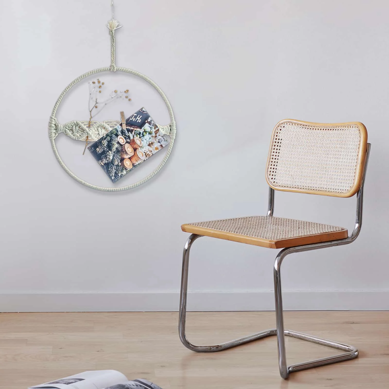 

Woven Wall Art Woven Wall Ornament Hanging for Living Room Walls Dream Catchers with Dried Flower Decoration Clips for Photo