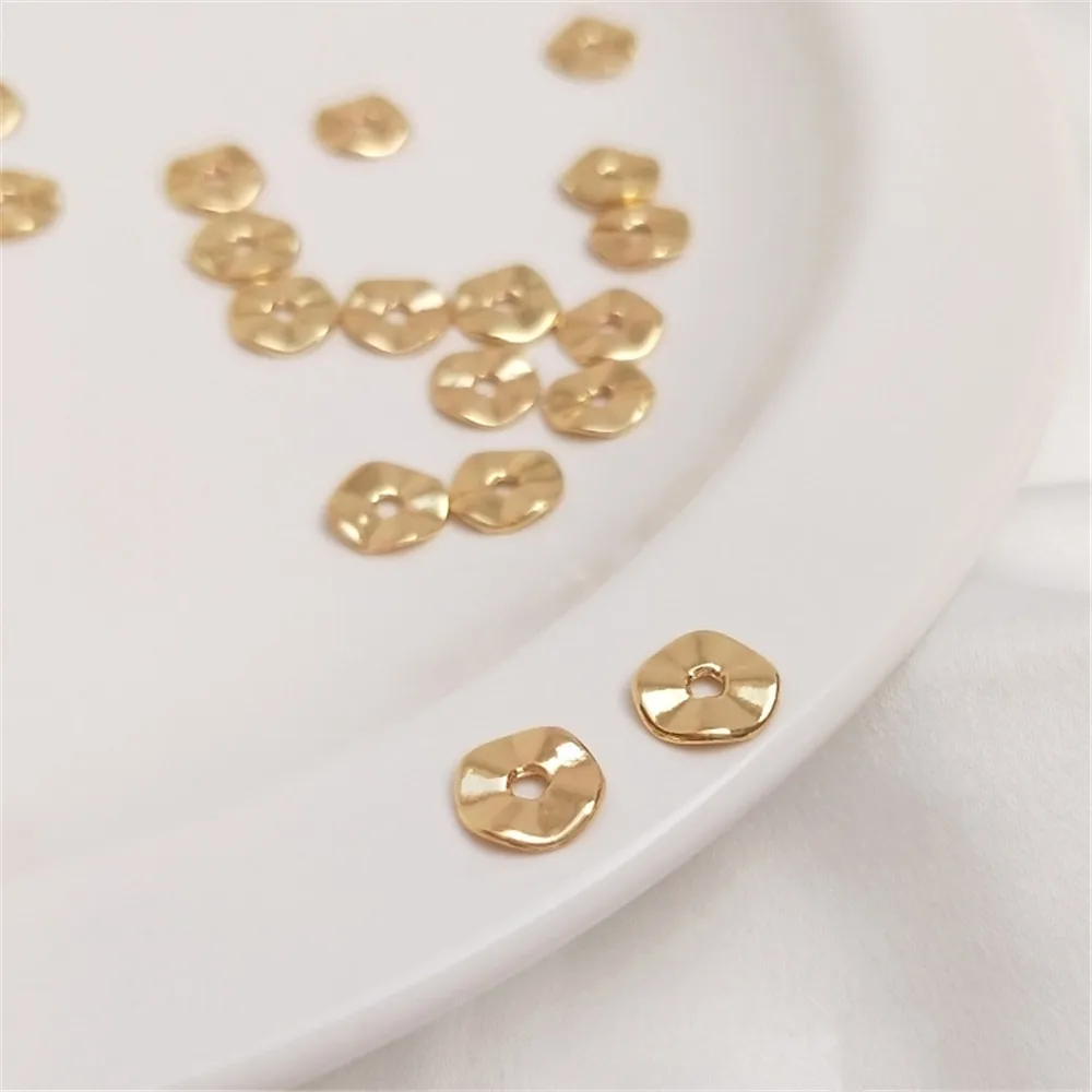 

14K Gold Filled Plated Wave round plate gold plated spacer hand DIY string jewelry bracelet accessories material