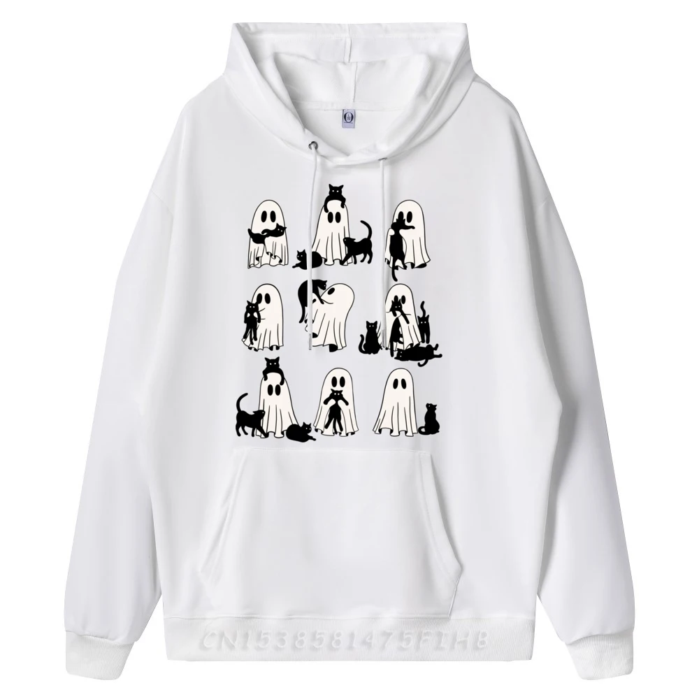 Хэллоуин кошка и призрак кошки призраки ретро Groovy винтажная толстовка мужская
