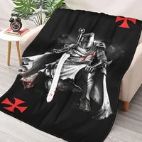 knights templar blanket 3d printed sherpa blanket on bed home textiles dreamlike home accessories