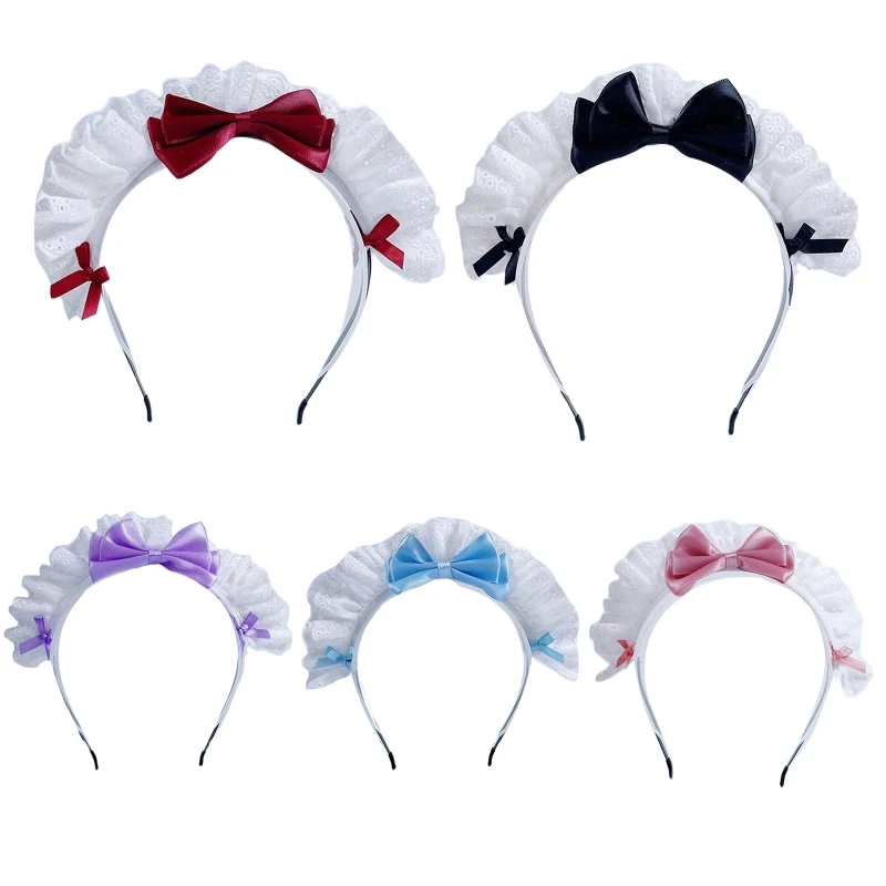 

Sweet Hair Tiara Women Photoshoot Hairband Pleated Laces Elegant Bowknot Shape Headbands Lolita Hair Hoop for Girls