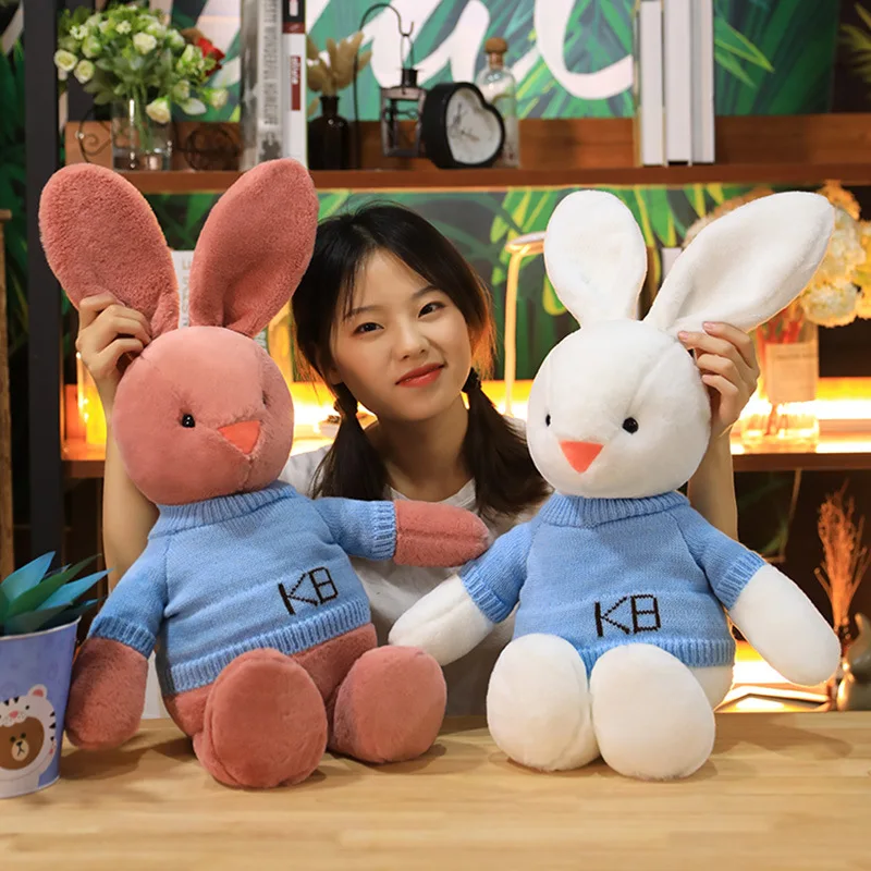 

Kawaii Rabbit Free Child Plush Toy Doll Children Girl Gift Cute Sweater Rabbit Doll