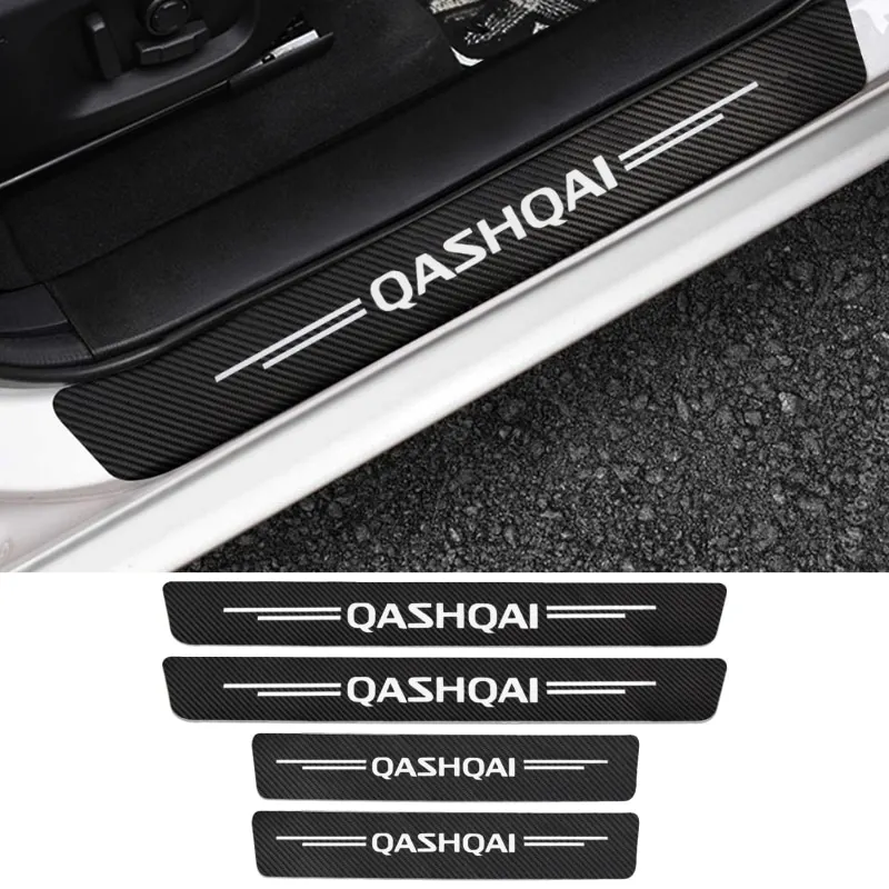 

4Pcs Car Door Sill Scuff Plate Protector Film Sticker for Nissan Qashqai Jll X-Trail Altima Tiida Teana Carbon Fiber Accessories