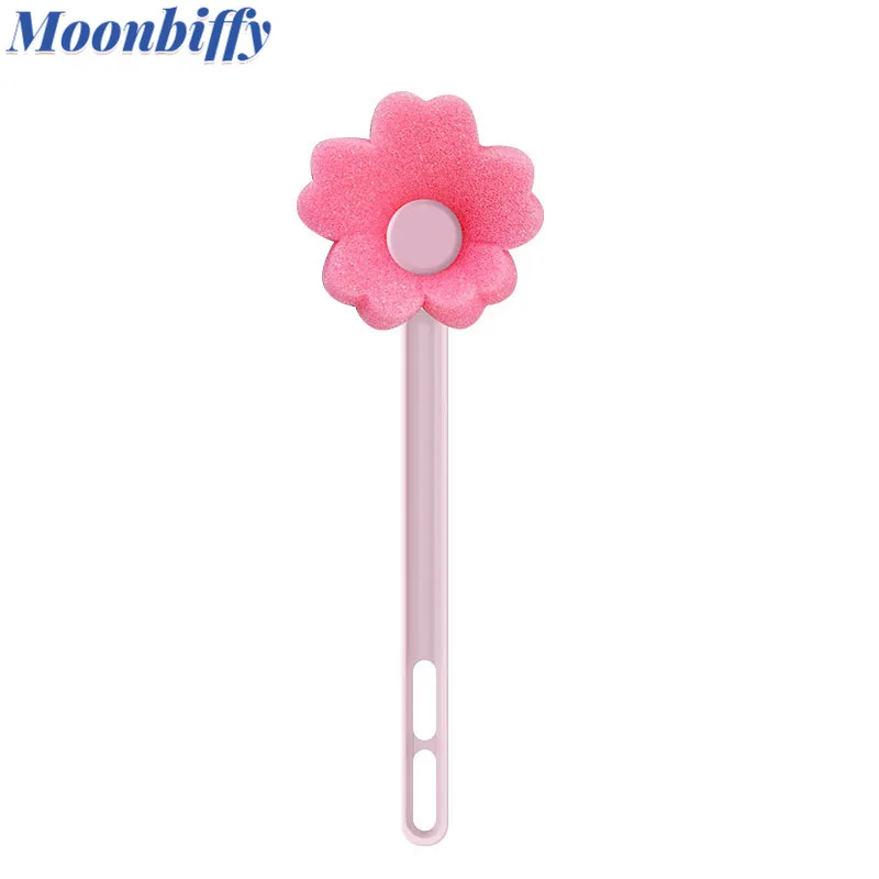 

Baby Bottles Cleaner Long Handle Sponge Flower Cute Pink Glass Pot Brush Baby Water Bottle Coffe Tea Cup Kitchen Cleaning Tools