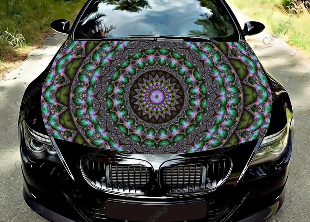

Mandala Flower Car hood vinyl stickers wrapped pain car film bonnet decals stickers universal car hood modification decals
