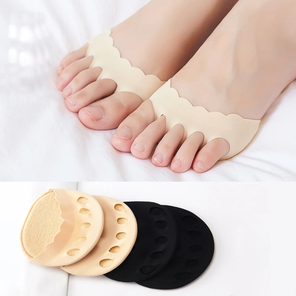 

New Fashion Women Wave Ruffle Girls Forefoot Pads Toe Pad Inserts Half Insoles Five Toes Socks