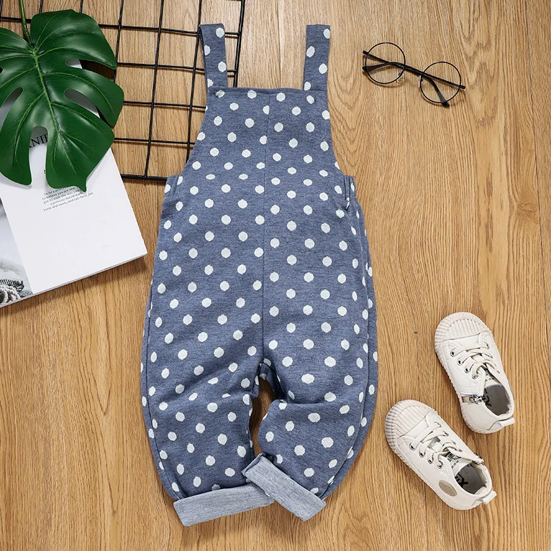 Повседневные милые брюки-комбинезоны в горошек для маленьких и средних