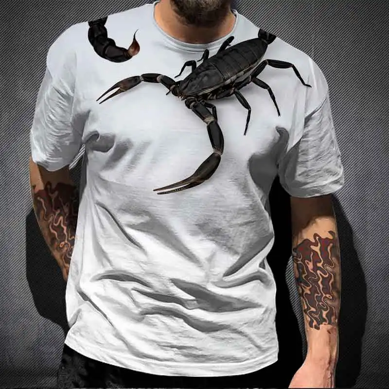 

Homme T-shirts Cool and Cool Scorpion Printed Men's T Shirt New Fashion Short-Sleeved Hip-Hop T-shirt Streetwear Male Top Unisex