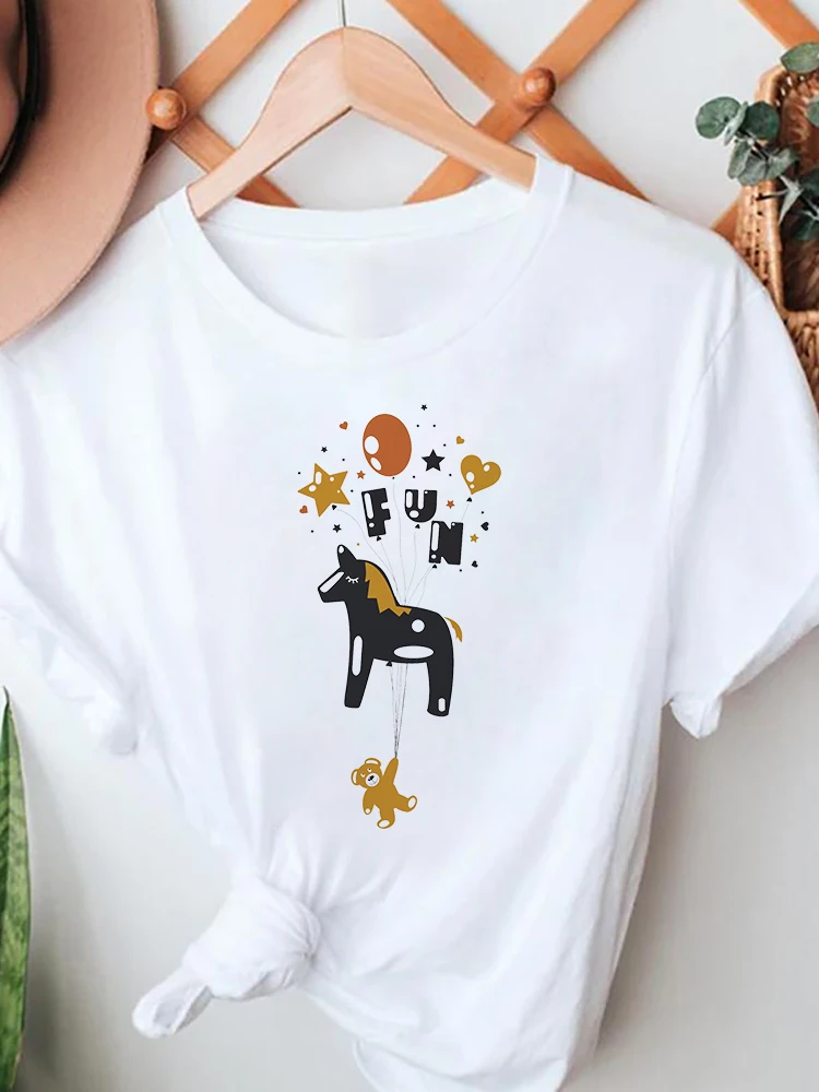 

2022 Summer Fun unicorn T-shirts Women Short Sleeve T Shirt Ladies Graphic Tee Summer White T Shirt Tops Print female Tshirt