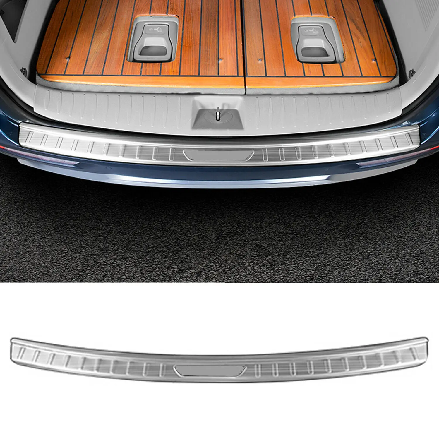

Silver Steel Outer Rear Bumper Protector Sill Trim For Kia Carnival 2022-2023