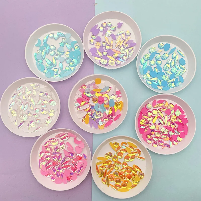 Новый микс Стиль мокко смолы плоские задние Стразы для дизайна ногтей