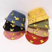 1pcs pokemon pikachu fishermans hat cartoon anime character flat brim hip hop hat birthday gifts childrens outdoor sports cap