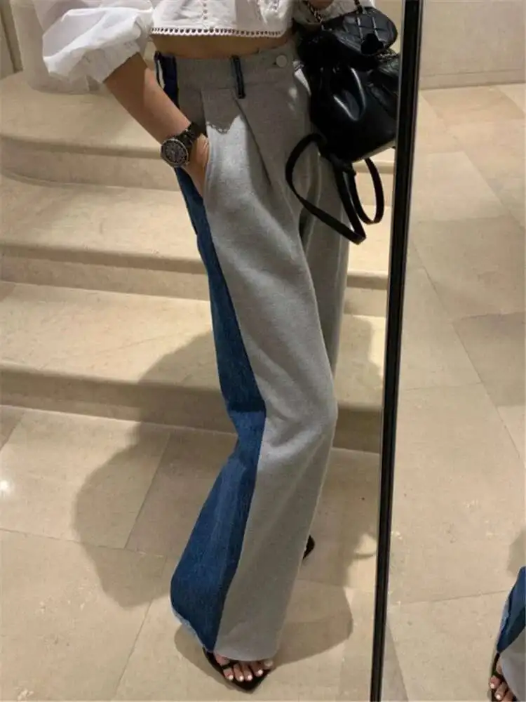 REALEFT Винтажные женские джинсы из полиэстера