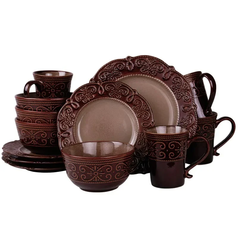 

Adorable 16-Piece Textured Stoneware Dinnerware Set – Perfect for Everyday Use & Special Occasions.