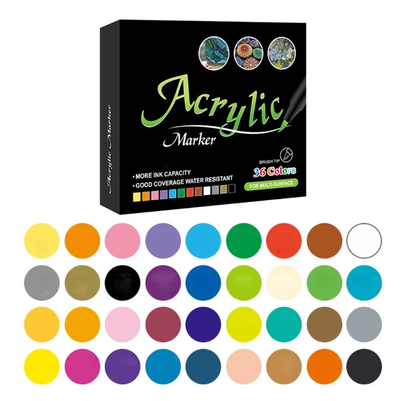 

Набор ручек для акриловых красок, 36 цветов, маркеры для рисования, ручки для рукоделия из камней, керамики, стекла, дерева, для