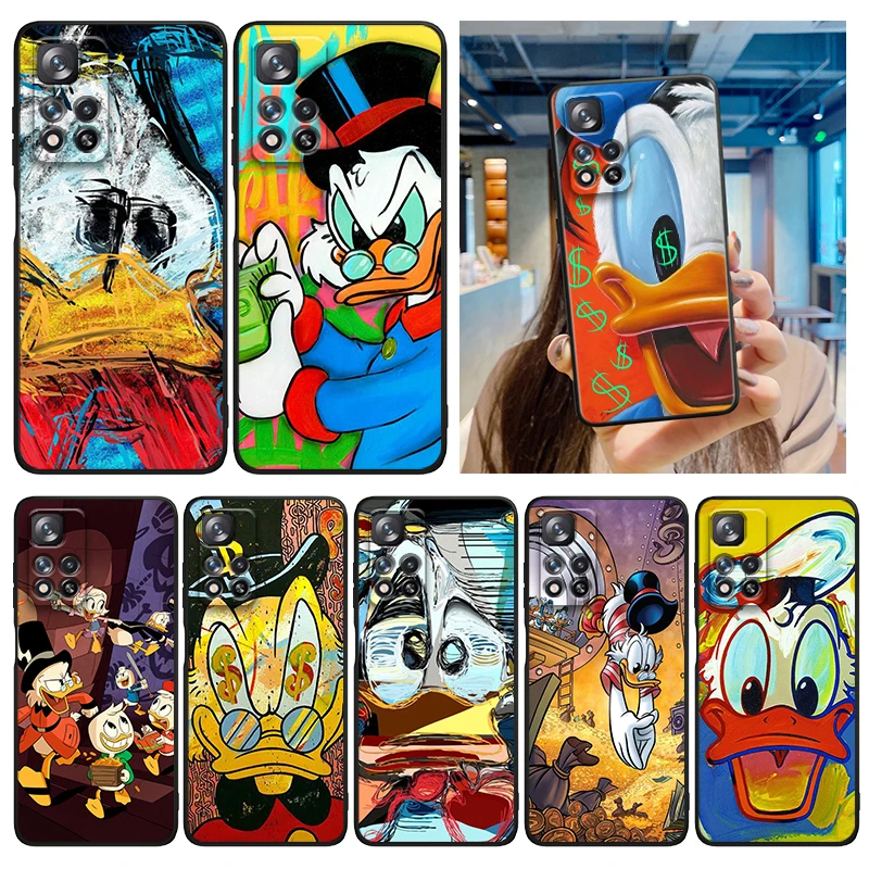 

Cute Donald Duck Cartoon Phone Case For Xiaomi Redmi Note 12 11E 11S 11 11T 10 10S 9 9T 9S 8 8T Pro Plus 5G Soft Black Cover