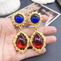 vintage luxury earrings blue red drop pendientes party birthday gifts for women