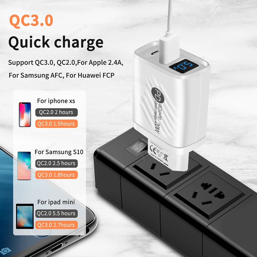 USB PD 20W Quick Charger 5.0 Fast Charging Phone Charger Adapter For Samsung iPhone 14 13 Huawei Xiaomi 13 Oneplus Wall Charger