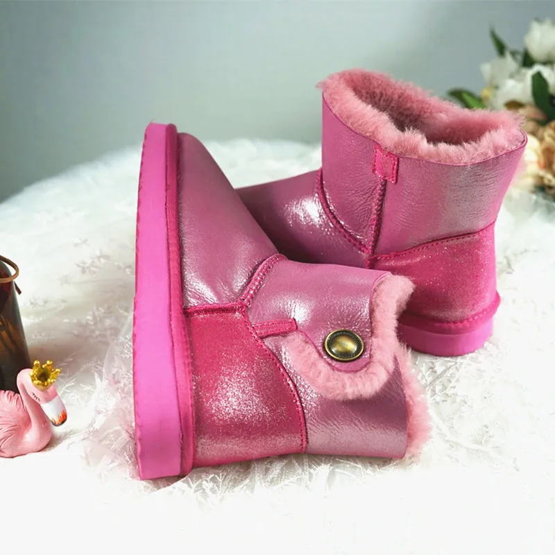 

Top Quality Fashion Genuine Sheepskin Leather Snow Boots for Women Winter Real Wool Botas Mujer Natural Fur Warm Ankle Shoes