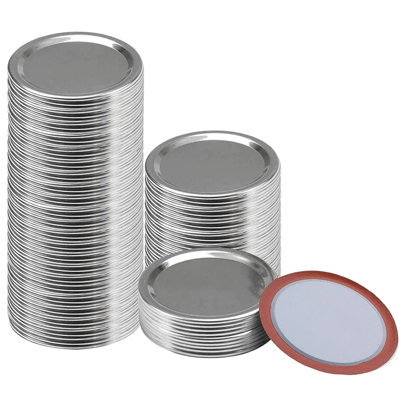 

HOT-130Pcs Mason Jar Canning Lids, Reusable Leak Proof Split-Type Seal Lids With Silicone Seals Rings.(70Mm)