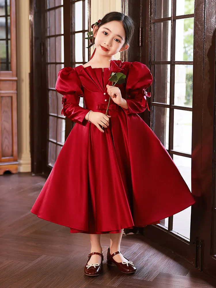 2024 красное рождественское платье для девочек роскошное женское свадеб детское