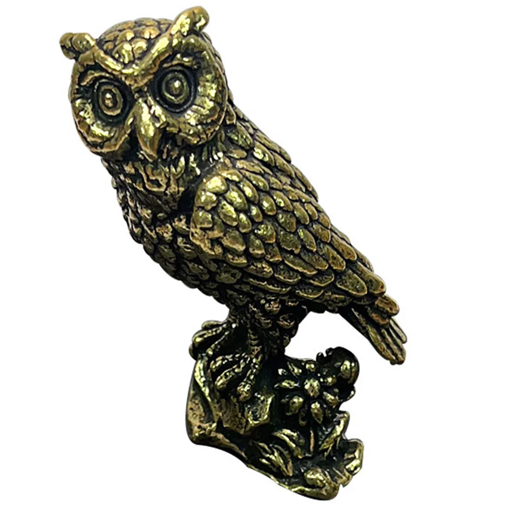 

Owl Animal Figurine Decor Statue Ornament Sculpture Brassart Figurines Metal Chinese Garden Tabletop Desktop Wealth Attract