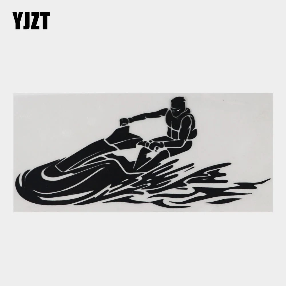 

YJZT 17.8CM×7.6CM Cool Water Jet Sport Skiing Silhouette Car Sticker Vinyl Black/Silver 8A-1420
