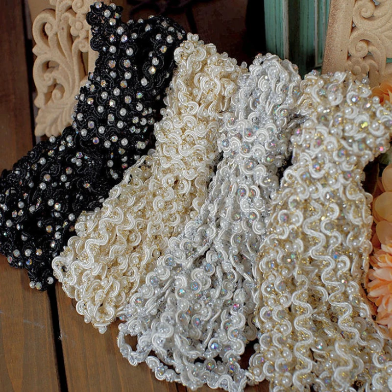 Лента с кружевной отделкой из белого жемчуга и бисера африканская ткань для
