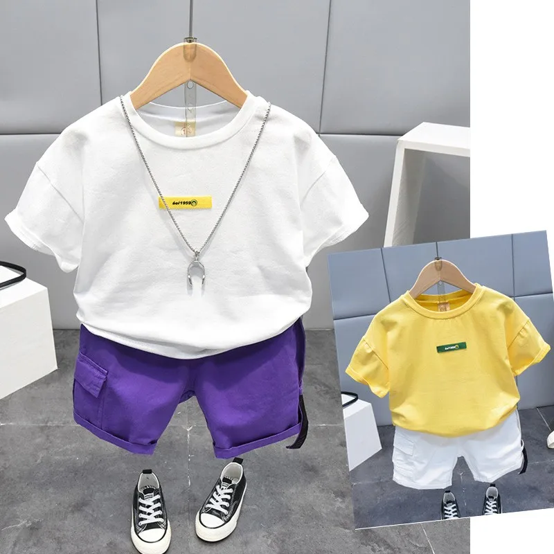 

2 шт., футболка с лацканами и шорты для мальчиков