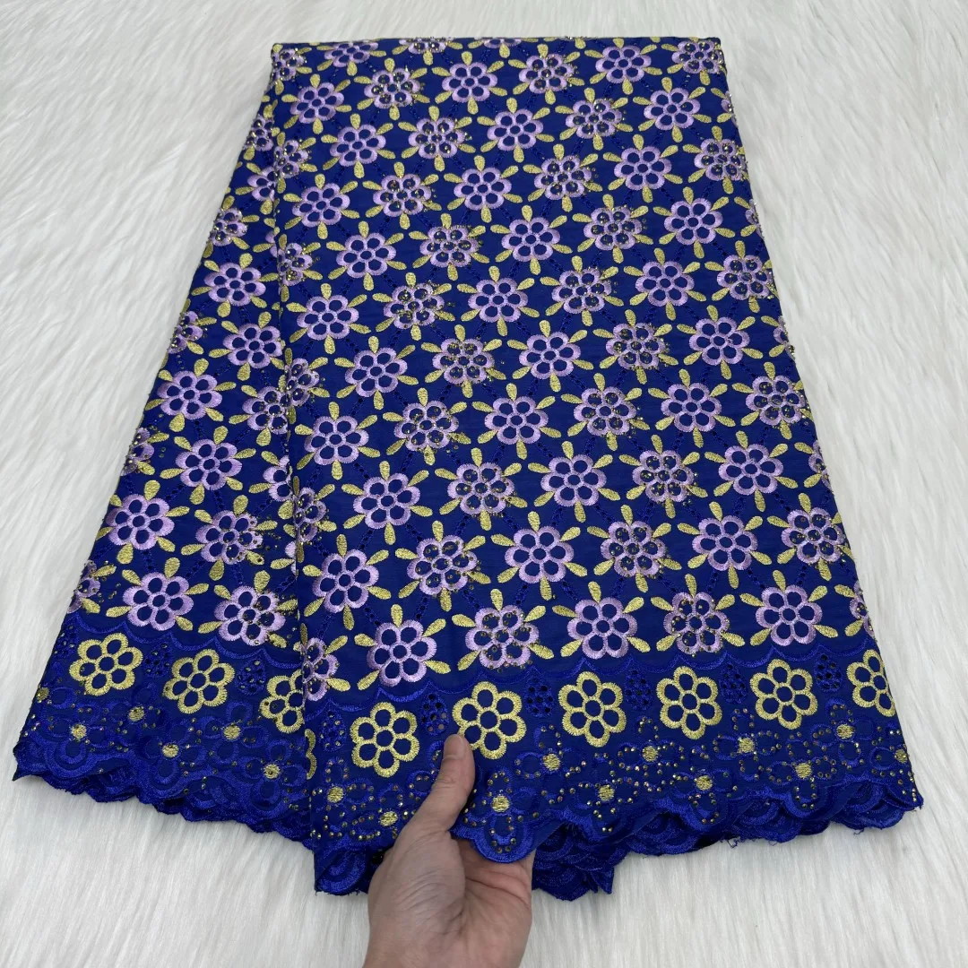 Новинка 2024 швейцарская вуаль кружево африканская ткань с Stonk 5 ярдов швейцарское