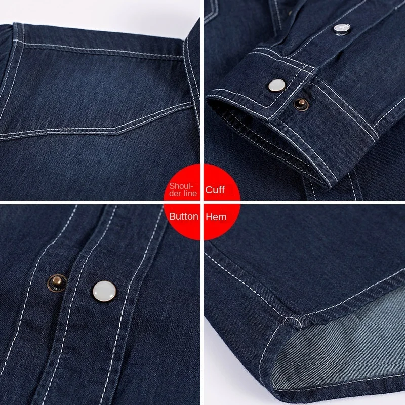 Men's Denim Shirt Dress Shirt Cotton Mens Fashion Branded Clothing Summer Clothes 2022 Long Sleeve Man Shirts High Quality
