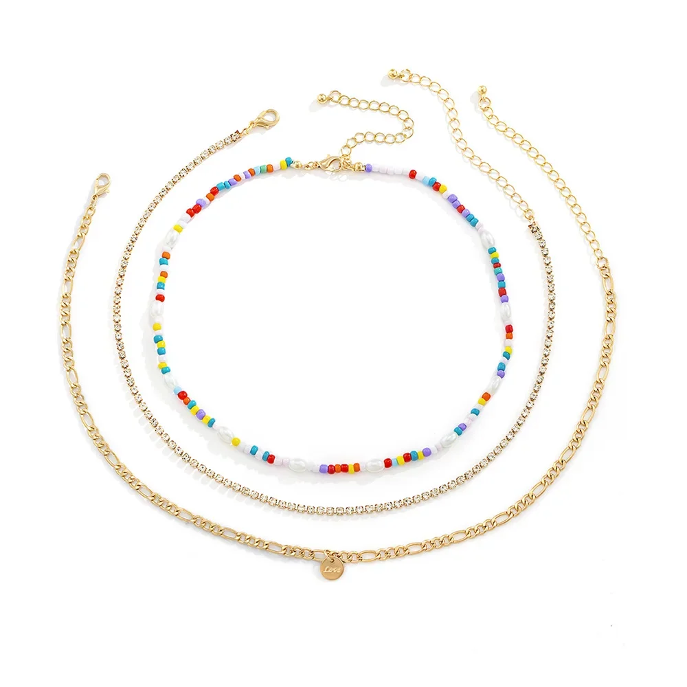 Модное Многоуровневое ожерелье в стиле бохо с цветными бусинами из