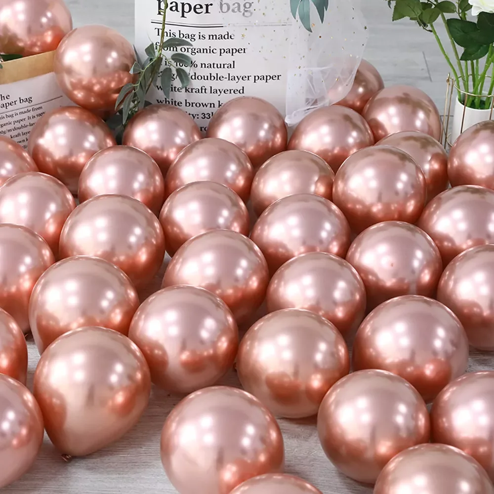

Hot 20/40pcs 5inch Chrome Balloons Rose Gold Champagne Gold Lilac Purple Metallic Globos Wedding Birthday Party Decoration Suppl