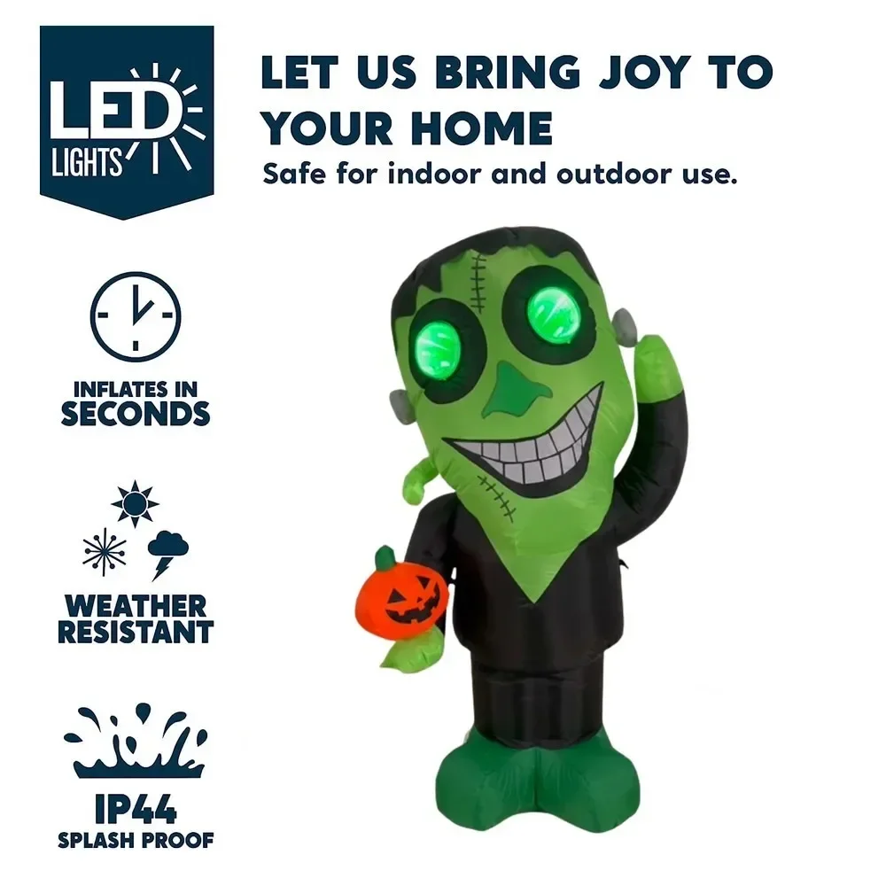 4-футовые Надувные Зеленые Головы Призраков Со Встроенными Светодиодными