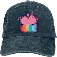 pride pocket pig men women adjustable baseball caps denim jeanet trucker hat