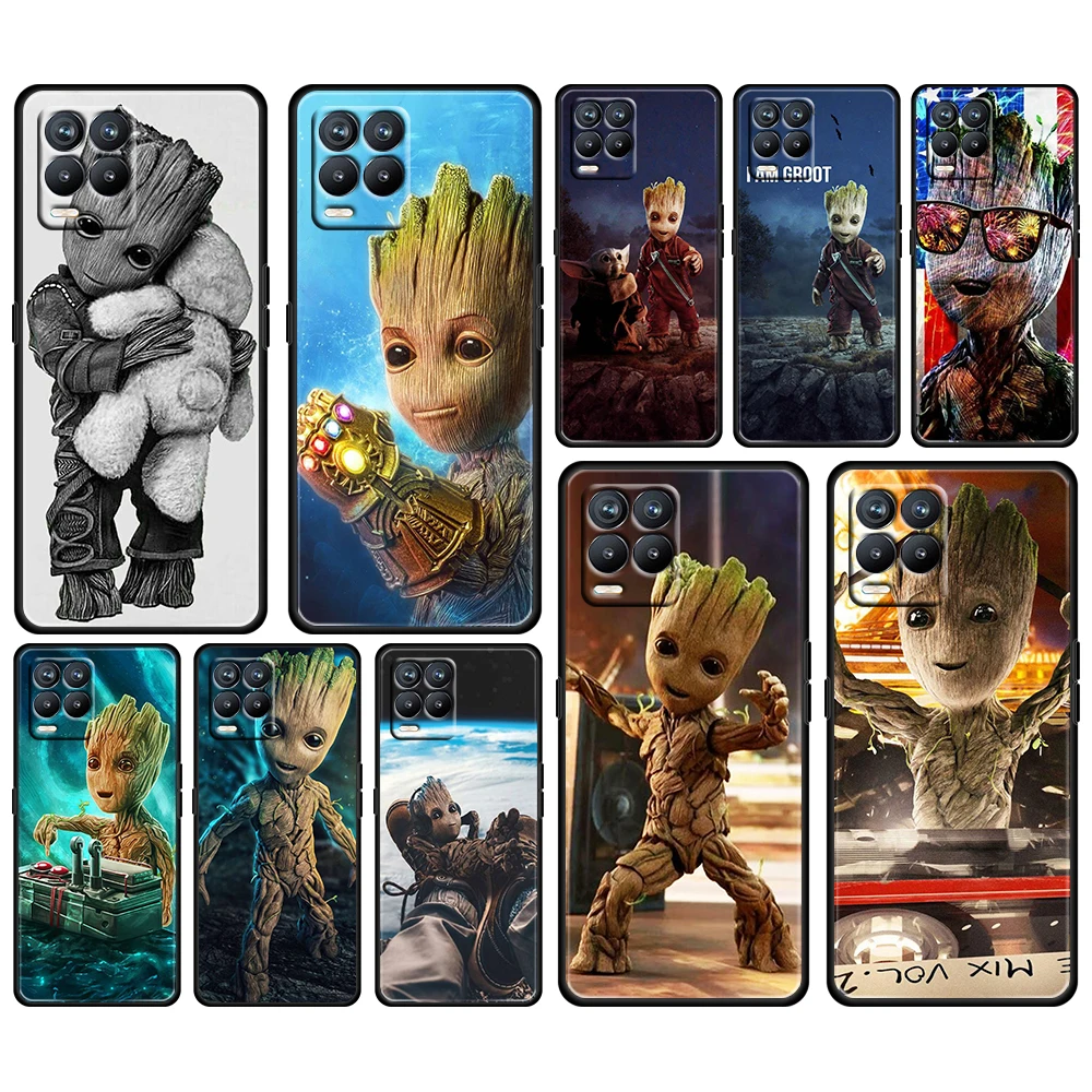 

Groot Marvel Avengers Black Phone Case For OPPO Find X5 X3 F21 Neo Lite A96 A57 A74 A76 A72 A55 A54S A53 A53S Soft Cover Shell