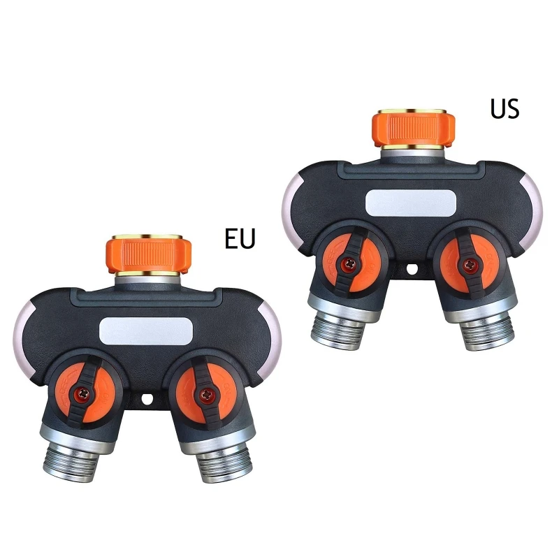 

2 Way Garden Irrigation Water Tap Splitter Garden Hose Spigot Adapter Connector with 2 Shut-Off Valves for Watering