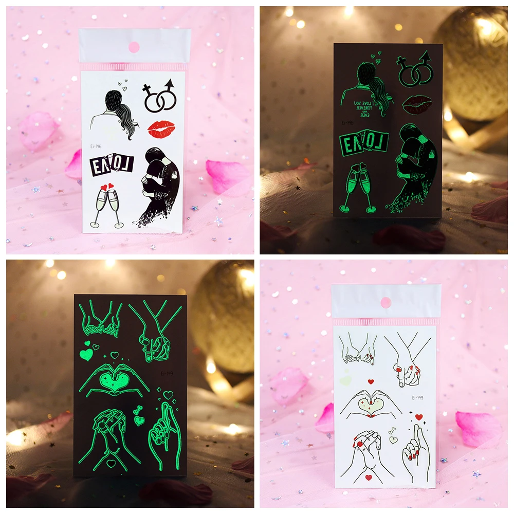 VeeCharm-День Святого Валентина временные Светящиеся Татуировки для