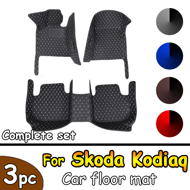 

Автомобильные коврики для Skoda Kodiaq NS7 2017 ~ 2022 2021 2020, автомобильные коврики, кожаные напольные коврики, детали интерьера, автомобильные аксессуары, 5 сидений